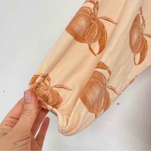 Kate Quinn Orange Peach Print 3/4 Sleeve Blouse Womens XS Boho Casual Shirt Top - Picture 2 of 7